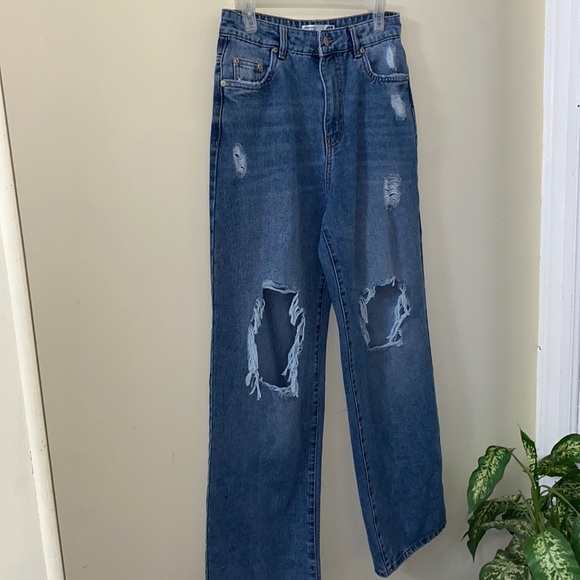 Refuge Denim Wise Leg Distressed Jeans Size 7 - Picture 2 of 8